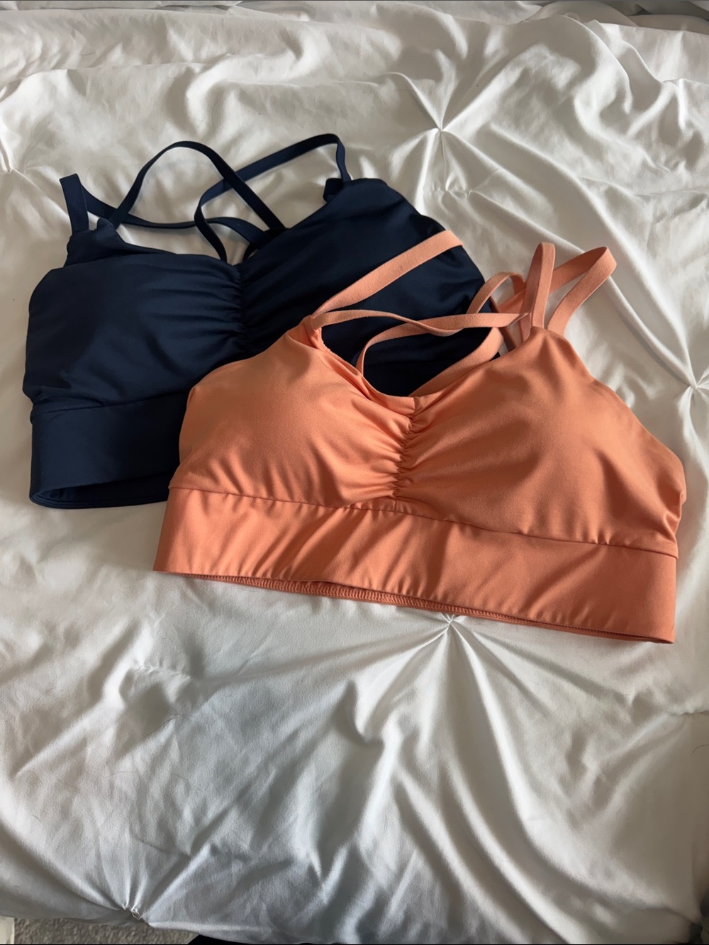 NWOT Women's Strappy Sports Bralette - Peach and Navy